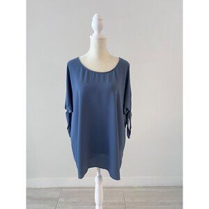 Michael Kors COLD-SHOULDER BOW-SLEEVE TOP IN DARK CHAMBRAY size XL